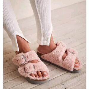 Birkenstock Women Papillo Arizona Big Buckle Teddy Shearling Sandal PINK